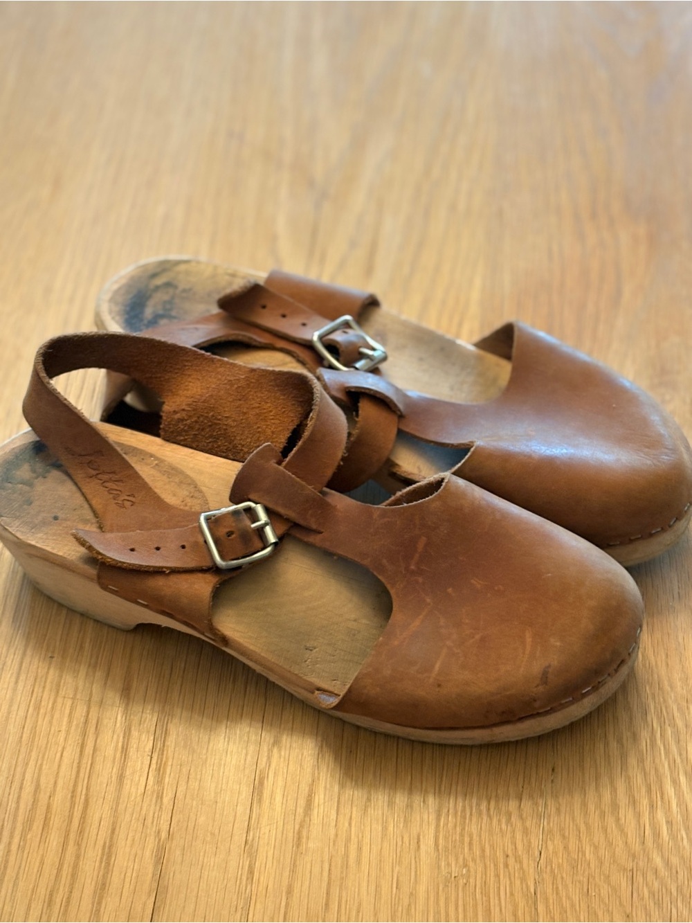 Lolita Brown Leather Slingback Clog Mules